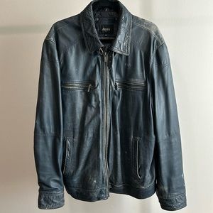 Vintage Blue Leather Jacket